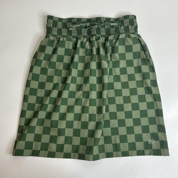 Albion Fit Cher Skirt Womens XS Lightweight Nylon Green Checkered Travel - Picture 1 of 8